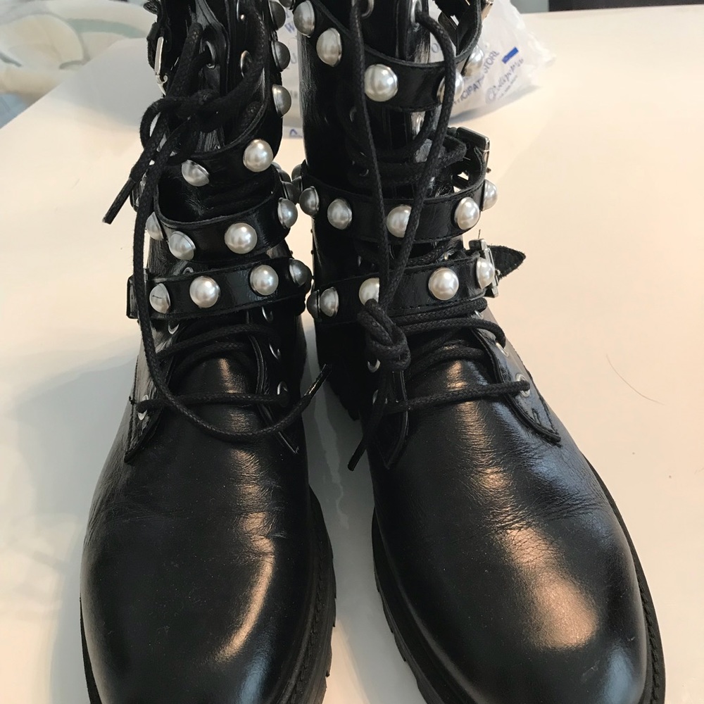 Zara biker boots with pearls
